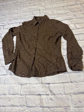 New York & Company Brown Women's Button-Down Shirt